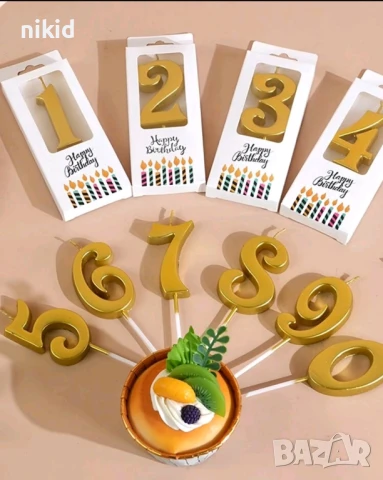 0-9 цифра години златна свещ за рожден ден торта украса, снимка 3 - Други - 25390536