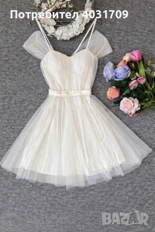 Рокля с тюл , снимка 4 - Рокли - 54257740