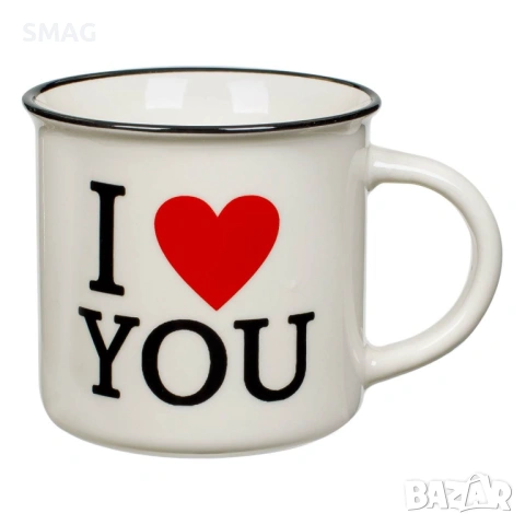 Чаша New Bone екрю I Love You за Свети Валентин 370 мл_1222688, снимка 2 - Чаши - 53415276
