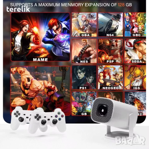 % Нов S40 Max 450 Смарт проектор и игрова конзола с 35 000 вградени игри 4K, Android 11, снимка 3 - Плейъри, домашно кино, прожектори - 52379609