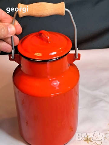 метален емайлиран съд за мляко с капак 2 литра 29/3, снимка 2 - Аксесоари за кухня - 52430444
