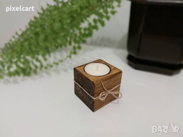 Ръчно изработен свещник от дърво - единичен, снимка 4 - Декорация за дома - 52401878