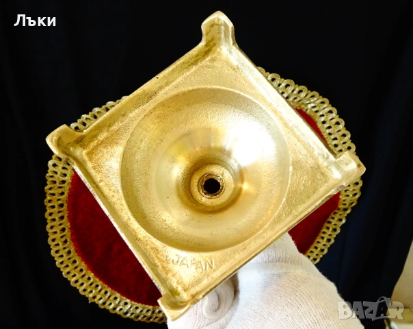 Бронзов свещник Japan,позлата,печат. , снимка 4 - Антикварни и старинни предмети - 53773190