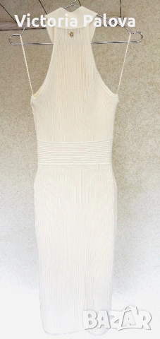Оригинална вталена  рокля  GUESS модел JANICE в цвят екрю, снимка 7 - Рокли - 53636282