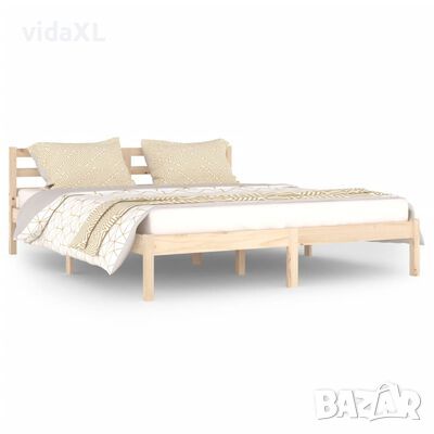 vidaXL Рамка за легло, бор масив, 160х200 см, бяла（SKU:810440