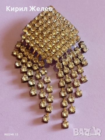 БРОШКА SWAROVSKI посребрена АРТ ДЕКО стил кристална 52235