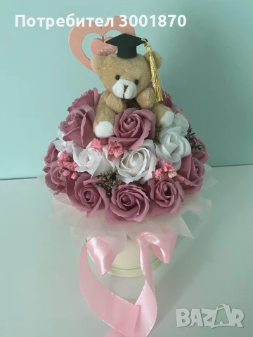 Сапунени рози в кутия подарък за  нея, снимка 3 - Изкуствени цветя - 48637675