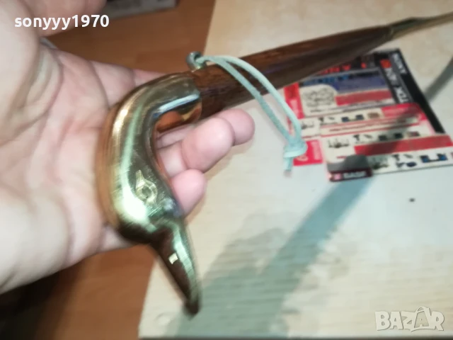 ЛЕБЕД-ОБУВАЛКА-МЕД/МЕСИНГ/ДЪРВО-55СМ МАСИВНА ВНОС SWISS 0208252014LCHERY, снимка 2 - Антикварни и старинни предмети - 51230251