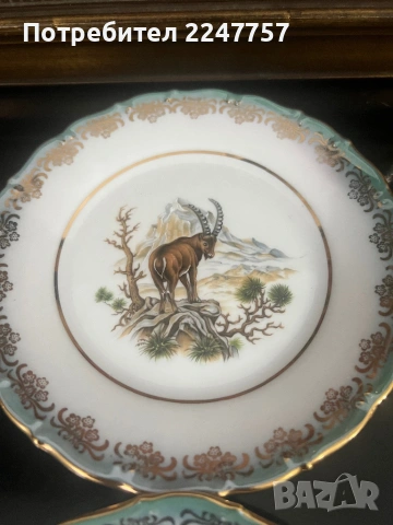 Троен сет порцелан с Ловен мотив, снимка 4 - Сервизи - 52771246