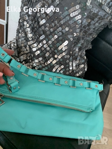 Оригинална дамска тюркоазена чантичка, снимка 3 - Чанти - 51945254