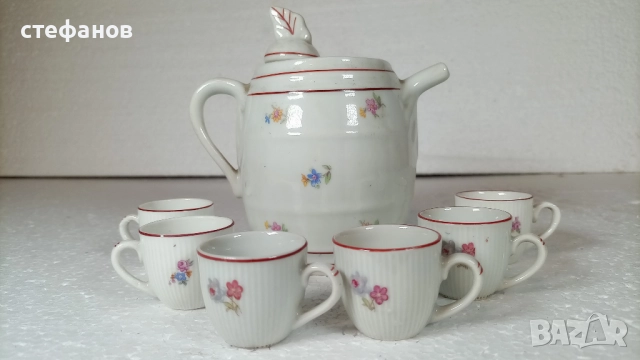 Комплект за греяна ракия, буренце с капаче и 6 чашки, порцелан, снимка 7 - Сервизи - 52888057