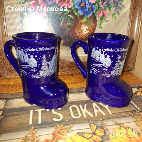 Керамични Коледни чаши-ботуши от Германия, снимка 3 - Коледни подаръци - 52481083