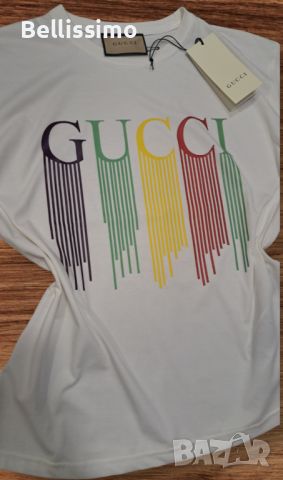 *Gucci* Дамска тениска с щампа в бял цвят, снимка 2 - Тениски - 45560231