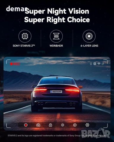 REDTIGER 4K Двойна видеорегистраторна камера, STARVIS 2 сензор, 128GB, снимка 4 - Аксесоари и консумативи - 52972699