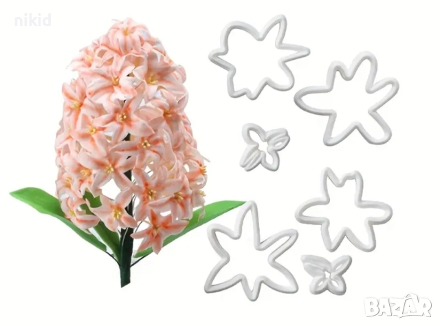 6 бр Зюмбюл резци резец форми за цвете с фондан пластмасови полимерна глина