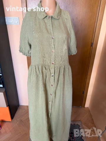 Ленена рокля в маслинен цвят Zara