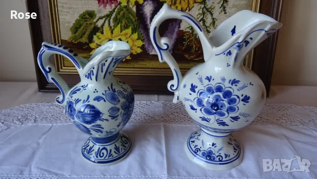 Кани- вази стил Арт Деко delft blue Нolland hand painted                                            , снимка 3 - Вази - 46987468