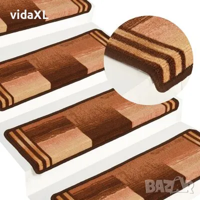 vidaXL Самозалепващи стелки за стъпала, 15 бр, 65x21x4 см, кафяви（SKU:326209）, снимка 2 - Други - 49533894