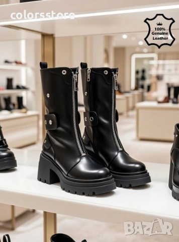 Боти на ток - черна ЕСТЕСТВЕНА кожа - 52AD5 