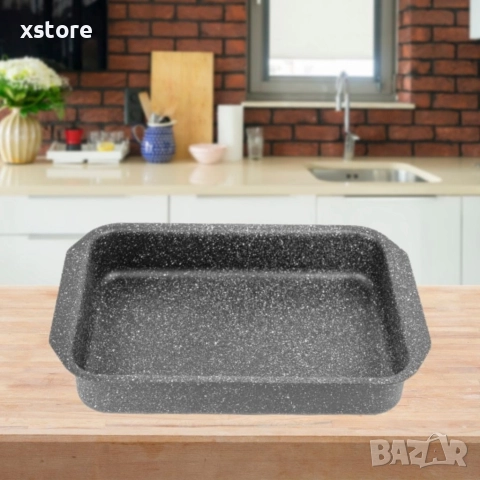 Тава за печене с мраморно незалепващо покритив, 35x24,5x5,5 см, снимка 6 - Съдове за готвене - 52794166