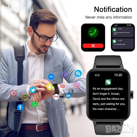 Смарт часовник IOWODO, монитор за сърдечен ритъм и сън, кислород в кръвта, IP68, iOS Android, снимка 2 - Смарт гривни - 45420089