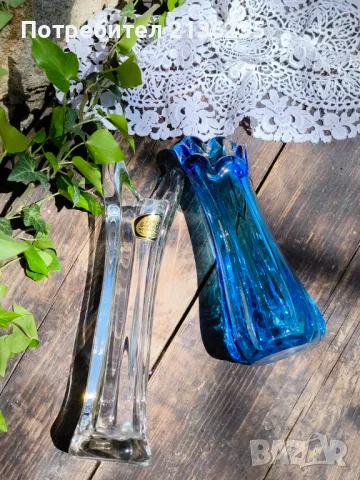 Две вази цветно стъкло , снимка 4 - Антикварни и старинни предмети - 50194149