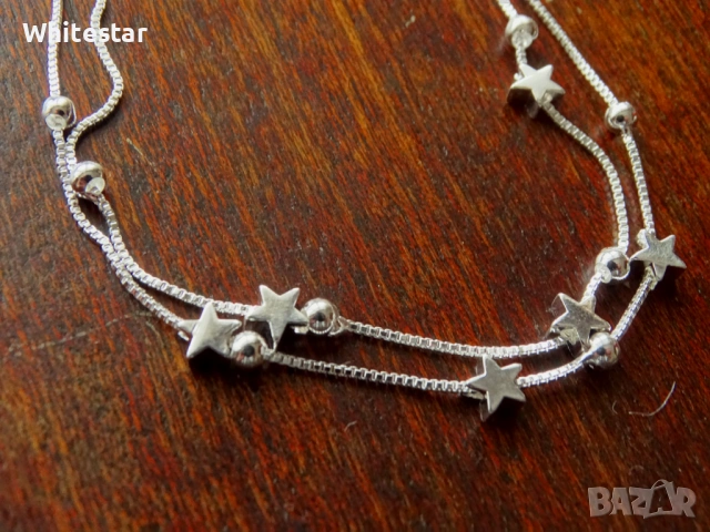 Посребрена дамска гривна за глезен или ръка, снимка 2 - Гривни - 53643742