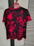 Продавам дантелена черна блуза с къс ръкав с червена бродерия, снимка 3