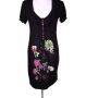 Desigual L, XL- Лятна рокля в черно с флорален принт и разноцветни копченца , снимка 3