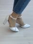 Дамски затворени сандали с ток и бляскави линии, отразяващи вашия уникален стил, снимка 8