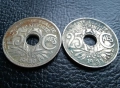Стара монета 25 сантима 1930 г. и 1933 г. Франция - топ !, снимка 4