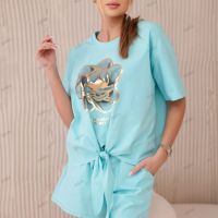 Нов дамски комплект блуза с щампа punto + къси панталонки , снимка 1 - Комплекти - 45718826