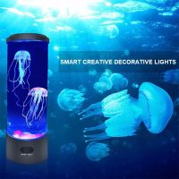 Настолна LED нощна лампа аквариум с медузи. С 16 различни цвята LED светлини, с дистанционно управле, снимка 6 - Лед осветление - 45676018
