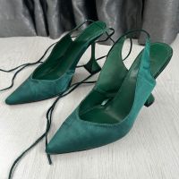 Дамски високи обувки с връзки в зелен цвят, 39 номер, снимка 6 - Дамски обувки на ток - 45567562