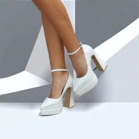 ✨🤍Бели дамски обувки на ток Лак🤍✨, снимка 1 - Дамски обувки на ток - 45445741