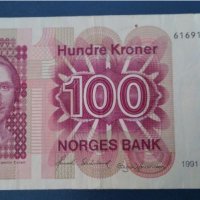 100 крони Норвегия 1991г, снимка 1 - Нумизматика и бонистика - 45110500