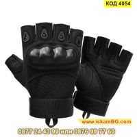Тактически ръкавици с протектори на кокалчетата и регулируема каишка - черен цвят - КОД 4054, снимка 2 - Спортна екипировка - 45494578