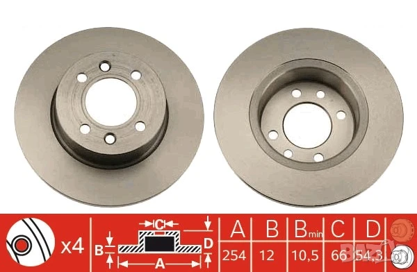Диск спирачен заден дeсен/ляв за RENAULT 18,18 VARIABLE,25,ESPACE I,II,FUEGO 1.6-2.8 80-96г.№ R1231P, снимка 1