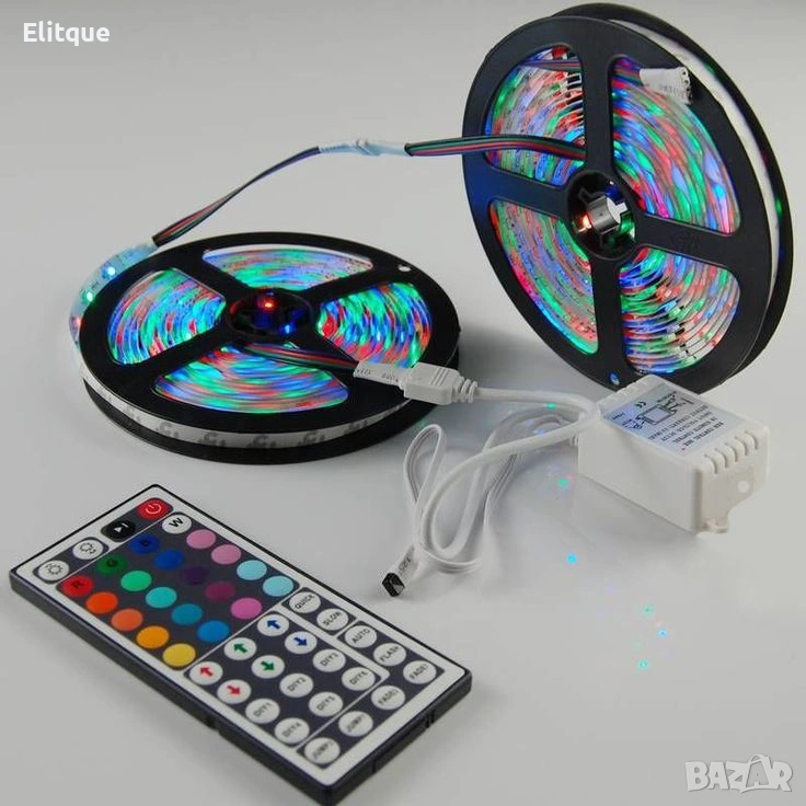 Лента с RGB LED диоди – 5 метра с дистанционно управление ✨, снимка 1