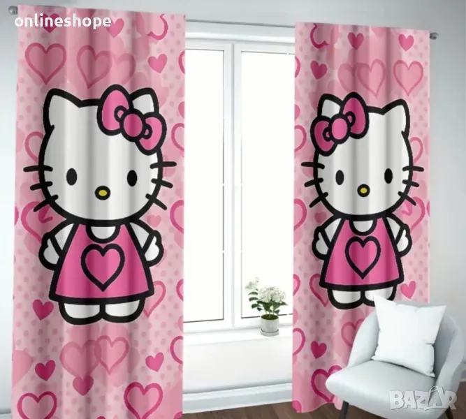 Комплект от 2 броя завеси с дизайн Hello Kitty 130/210, снимка 1