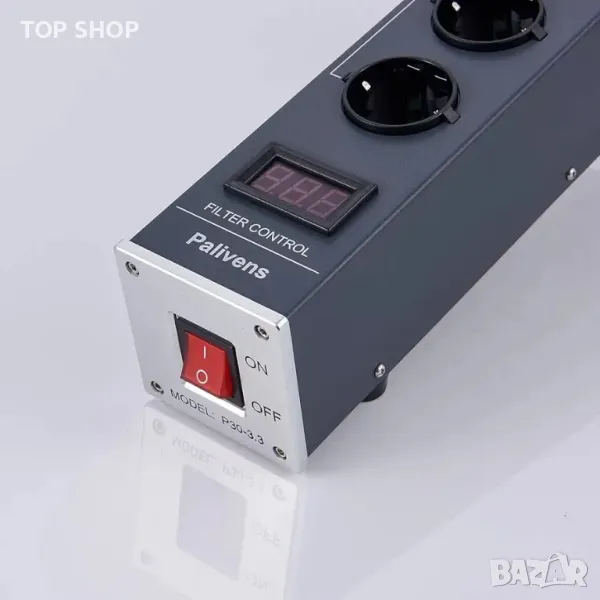 Pailvens Mains Filter Power Strip HiFi 4-посочен контакт за филтър за смущения с LCD дисплей, снимка 1