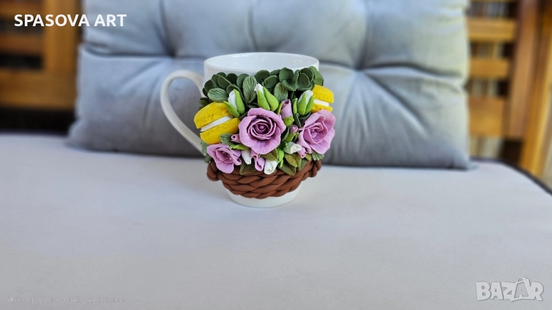 Чаша "Букет от рози" - ръчна изработка, снимка 1