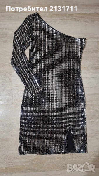 Къса рокля по тялото в сребристо , снимка 1