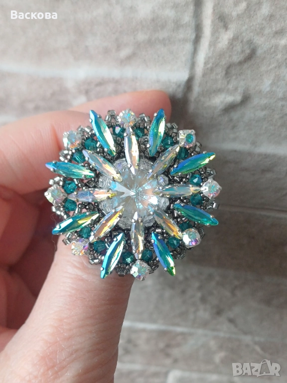 Ръчно изработена брошка Слънце, снимка 1