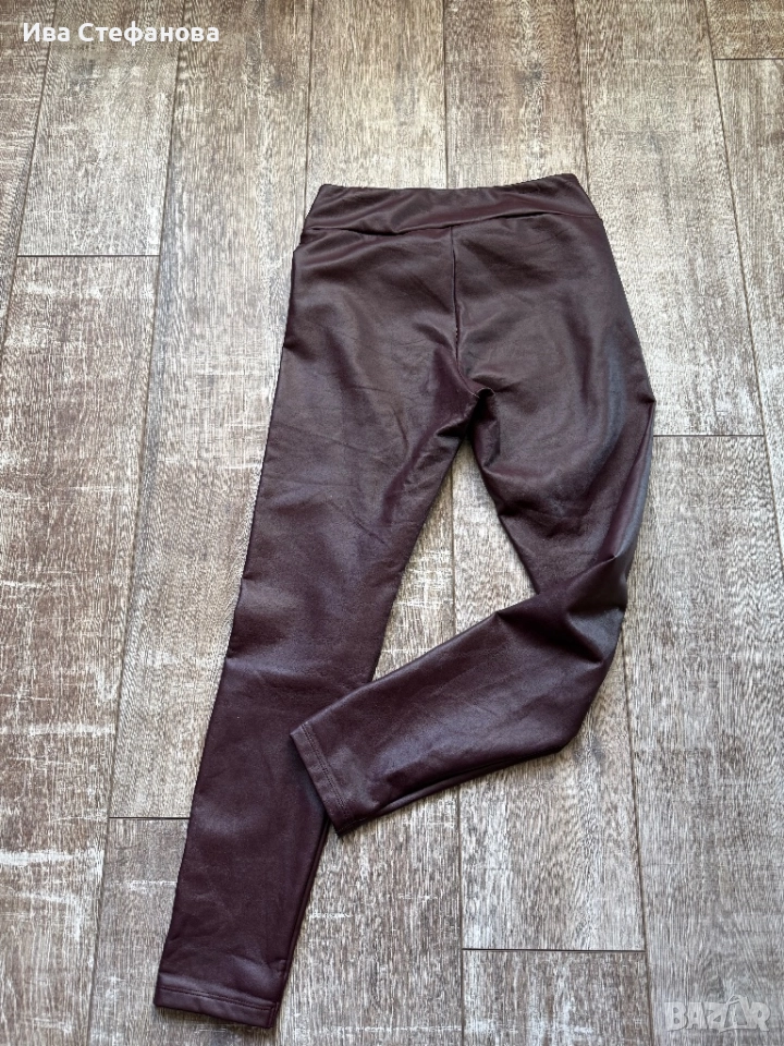 Нов кафяв бордо кожен ватиран еластичен клин висока талия M/L размер , снимка 1