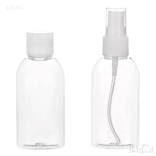 Комплект шишета за пътуване, прозрачни – 60 мл × 2 бр._1200449, снимка 1