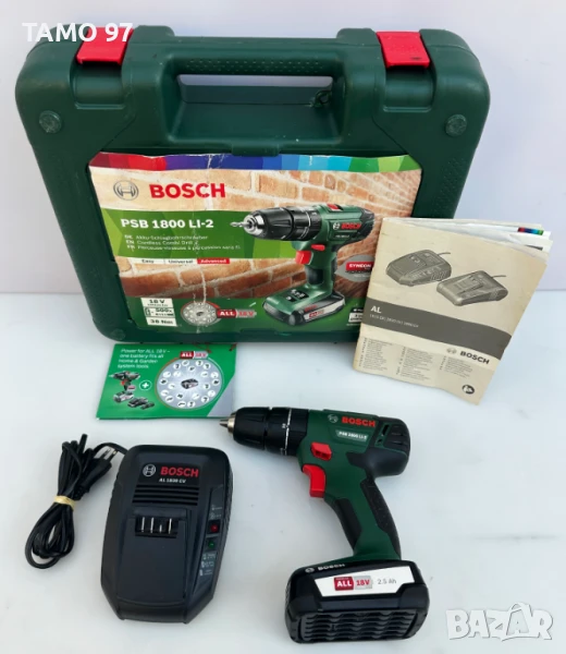 BOSCH PSB 1800 Li-2 - Ударен винтоверт 18V 2.5Ah като нов!, снимка 1