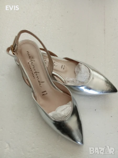 Продавам нови сребристи обувки с отворена пета – 36 номер, снимка 1