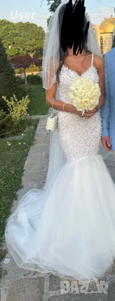 Сватбена Булчинска рокля с було + чанта и обувки , снимка 1