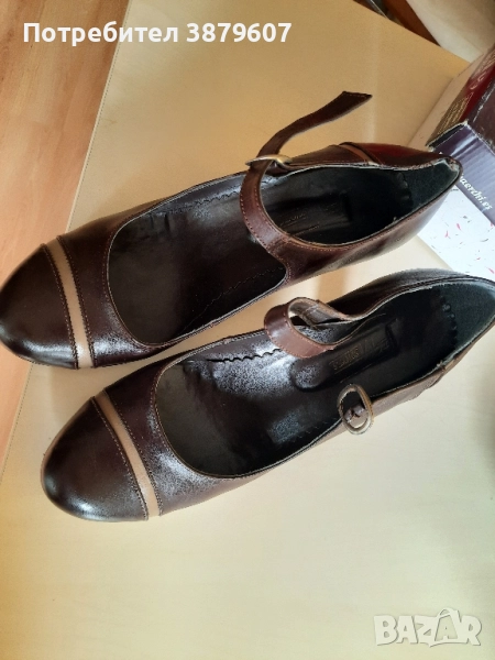 Обувки на висок ток, естествена кожа, ретро стил, снимка 1